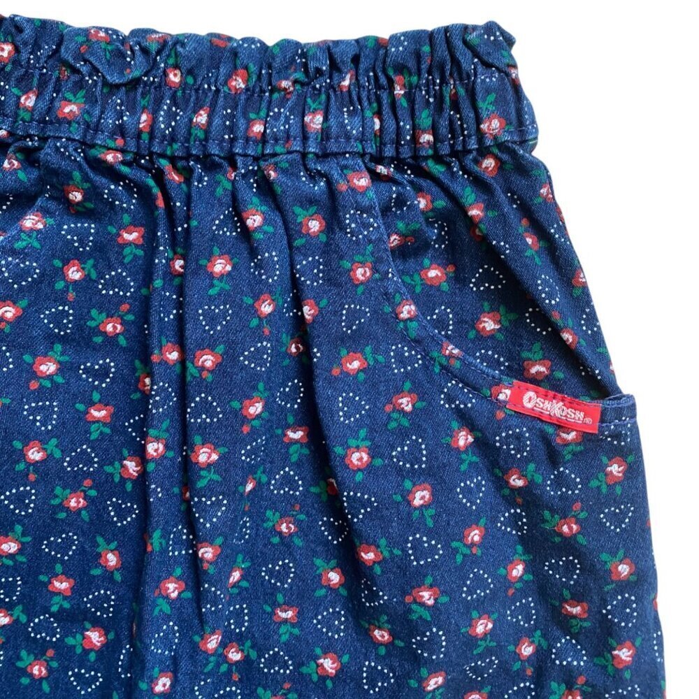 Vintage OshKosh Floral Heart Denim Skirt Made in USA Size 6 - Picture 2 of 5